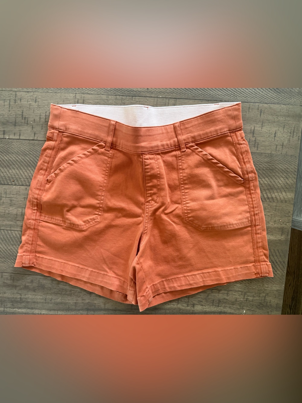 Tribal High-Waist Cotton Shorts in Coral Orange